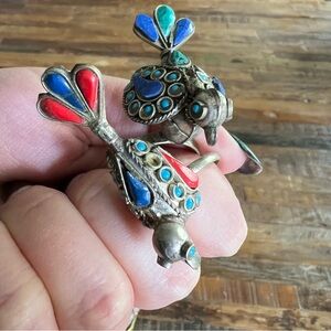 2 Antique Silver Kuchi Bird Rings